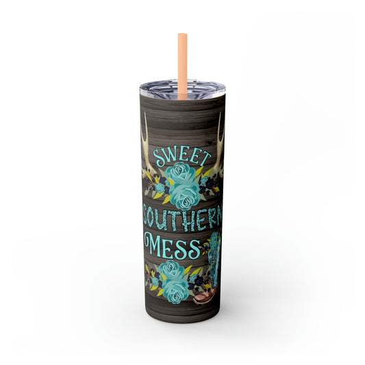 Sweet Southern Mess Skinny Tumbler with Straw, 20oz