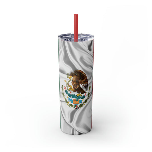 Mexican Flag Skinny Tumbler with Straw, 20oz